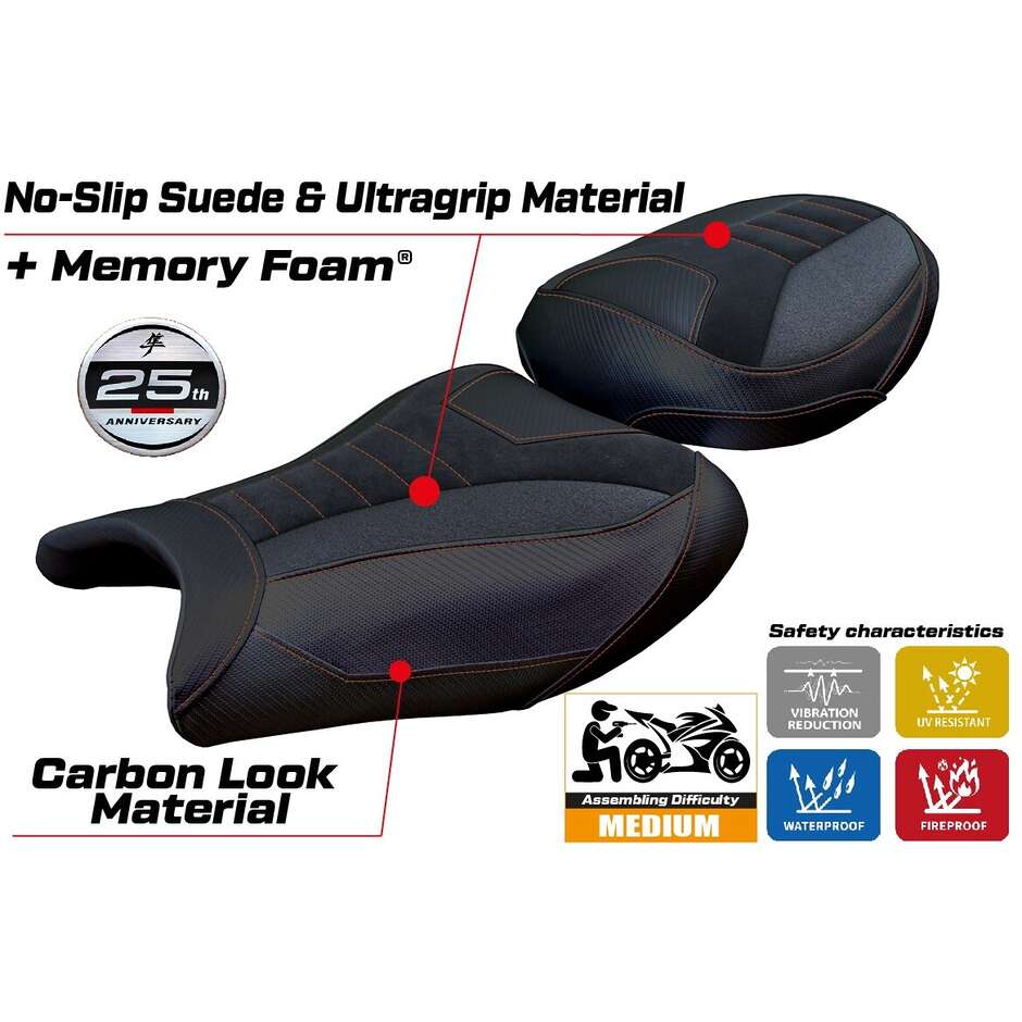 Rivestimento Sella TPZ Italia Specifico Per Suzuki GSX R 1300 Hayabusa 2021 - 2025 Modello Denia Velvet Ultragrip Comfort System