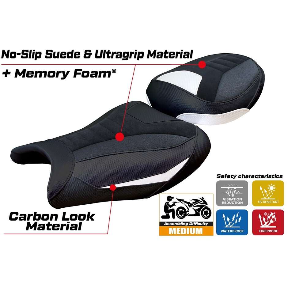 Rivestimento Sella TPZ Italia Specifico Per Suzuki GSX R 1300 Hayabusa 2021 - 2025 Modello Denia Velvet Ultragrip Comfort System