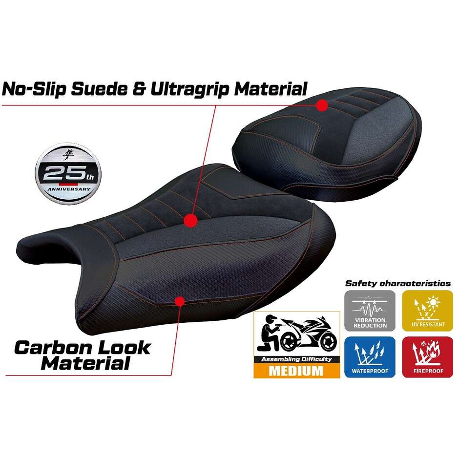 Rivestimento Sella TPZ Italia Specifico Per Suzuki GSX R 1300 Hayabusa 2021 - 2025 Modello Denia Velvet Ultragrip