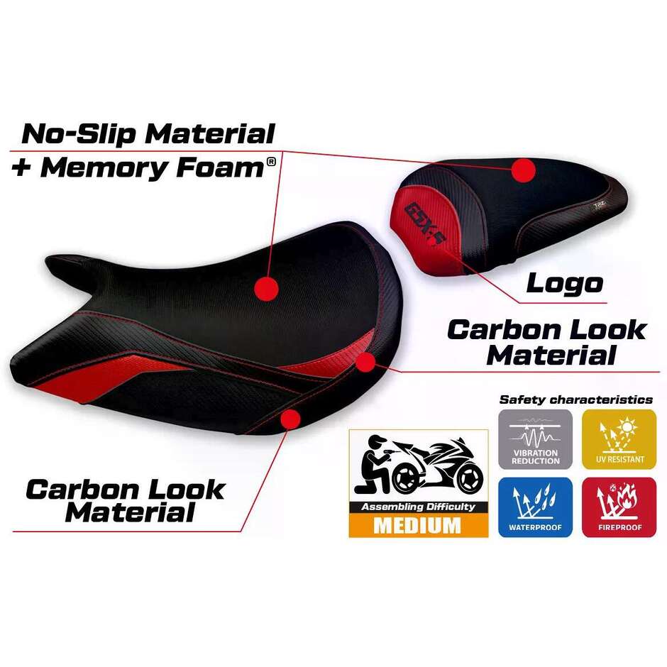 Rivestimento Sella TPZ Italia Specifico Per Suzuki GSX S 1000 2021-2025 Modello Lindi Comfort System