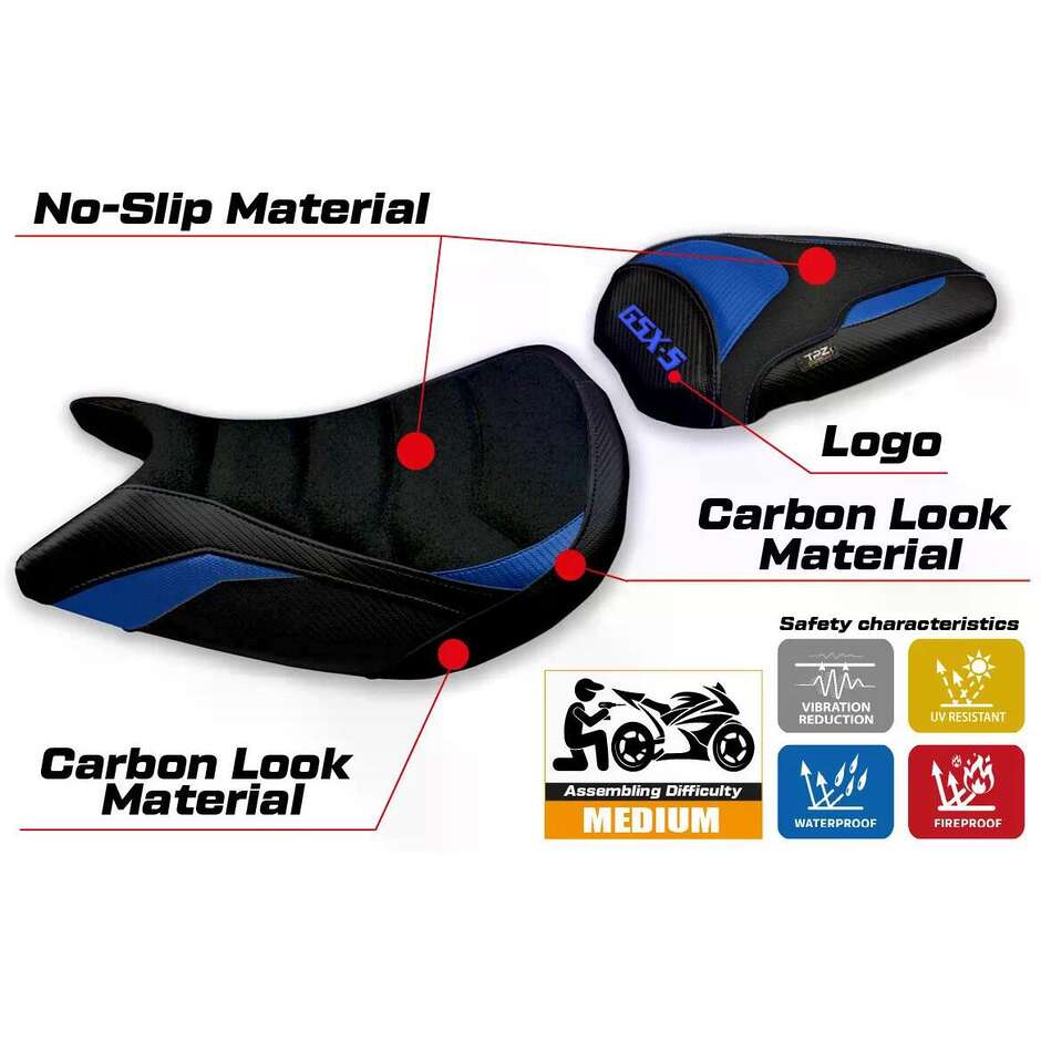 Rivestimento Sella TPZ Italia Specifico Per Suzuki GSX S 1000 2021-2025 Modello Lindi Ultragrip