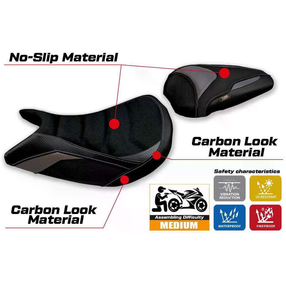 Rivestimento Sella TPZ Italia Specifico Per Suzuki GSX S 1000 2021-2025 Modello Lindi Ultragrip