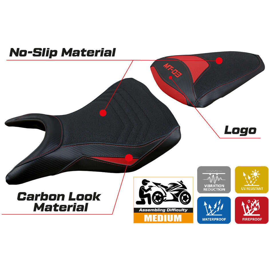 Rivestimento Sella TPZ Italia Specifico Per Yamaha MT-03 2020 - 2024 Modello Meolo Ultragrip