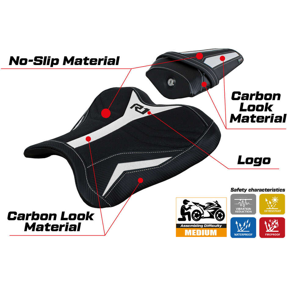 Rivestimento Sella TPZ Italia Specifico Per Yamaha R1 2015-2025 Modello Kagran Ultragrip