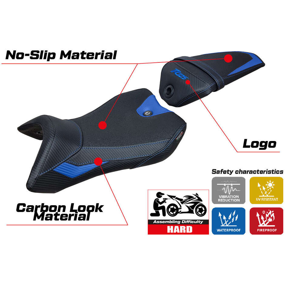 Rivestimento Sella TPZ Italia Specifico Per Yamaha R125 2016 - 2018 Modello Nashik Ultragrip