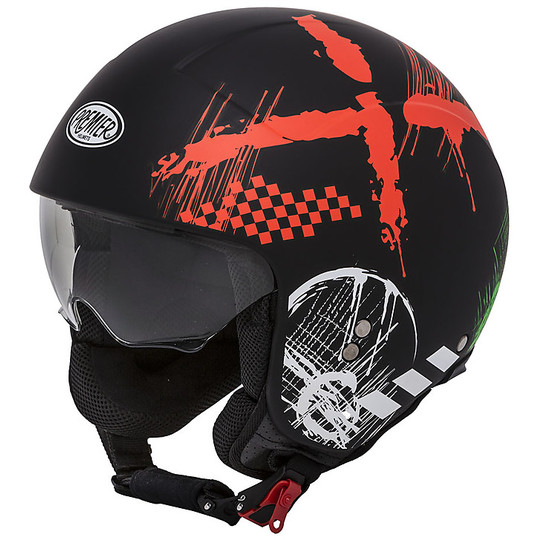 ROCKER RX 9 BM Mini Jet Premier Motorcycle Helmet Black Matt Red