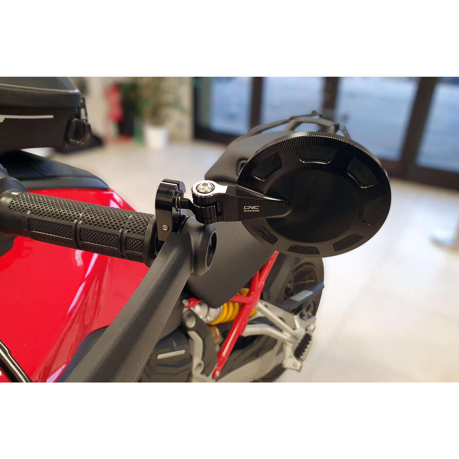 Rocket MRA06 Lenkerendenspiegeladapter für Multistrada V4 - DesertX - Hypermotard 698 Mono CNC Racing Schwarz