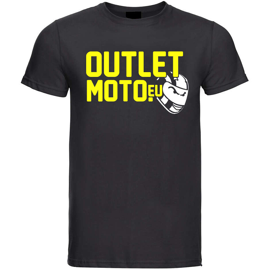 Rundhals-T-Shirt Outletmoto Schwarz mit fluogelber Schrift