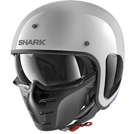 S-DRAK Shark Fiber Jet Helmet Blank White Glossy