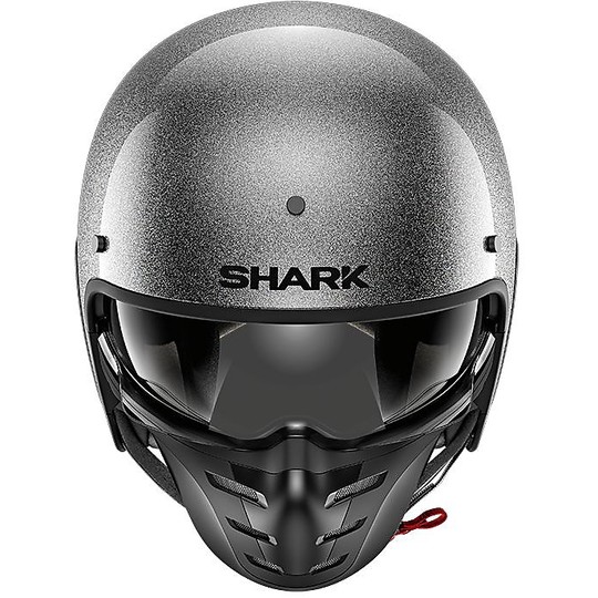 S-DRAK Shark Fiber Jet Motorradhelm Blank Glitter Silber