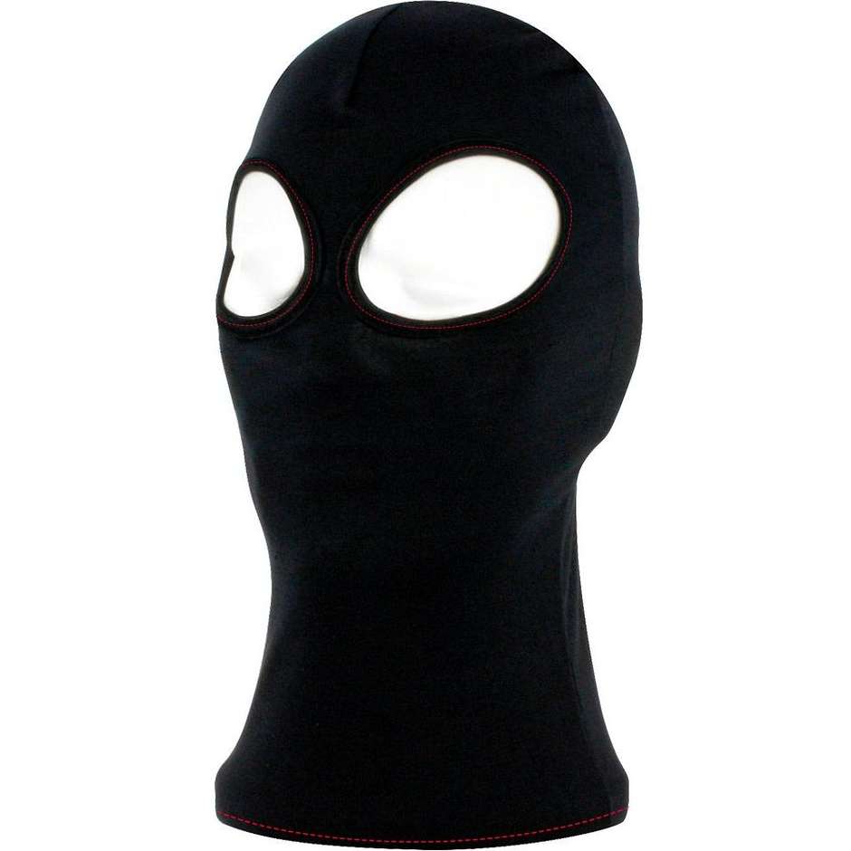 S-Line Motorcycle Balaclava in Black TRAMA Silk Red Stitching