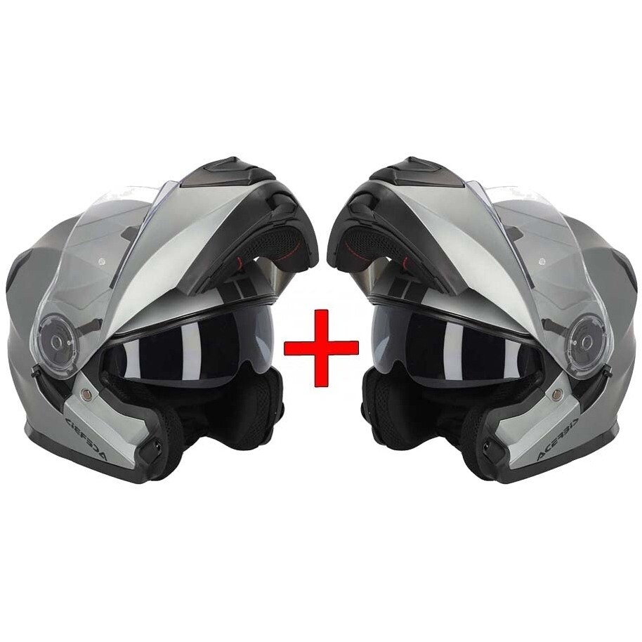 SAVINGS KIT - Pair of Acerbis Serel 22.06 Double Visor Modular Helmets Grey
