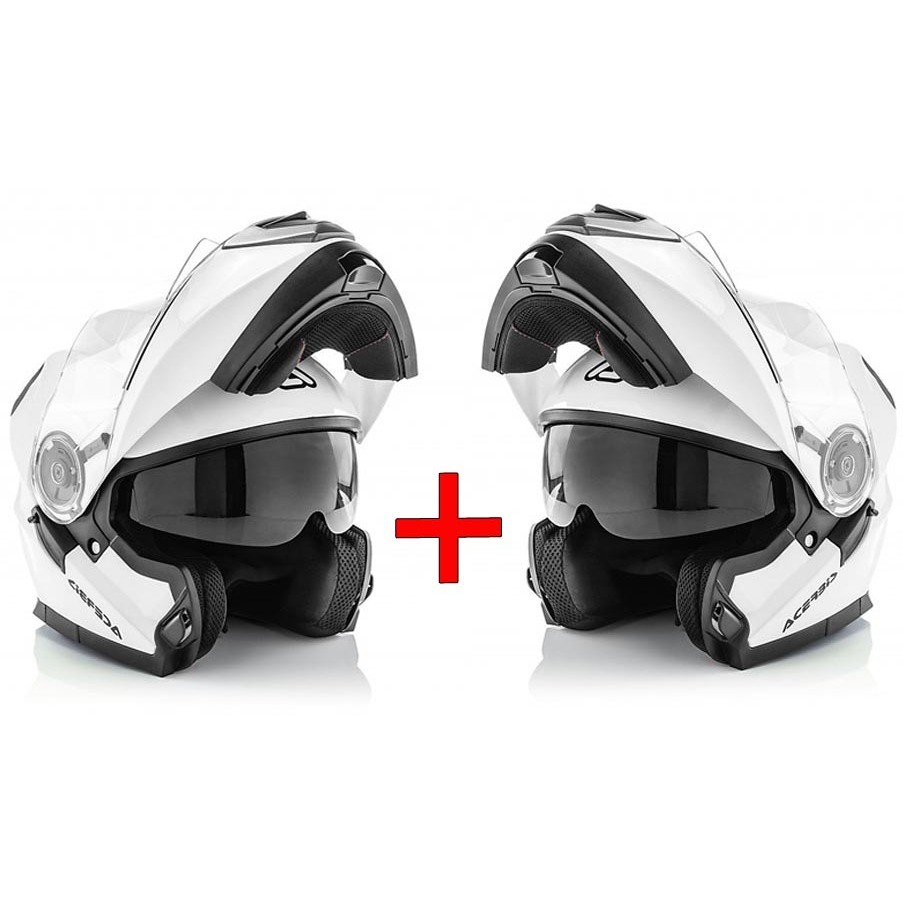 SAVINGS KIT - Pair of Acerbis Serel White Modular Double Visor Helmets