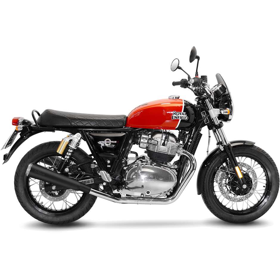 Scarico 2 Slip-On Leovince 15007BU CLASSIC RACER BLACK EDITION Specifico Per ROYAL ENFIELD ContinentalGT650 - Interceptor650 (19-24)