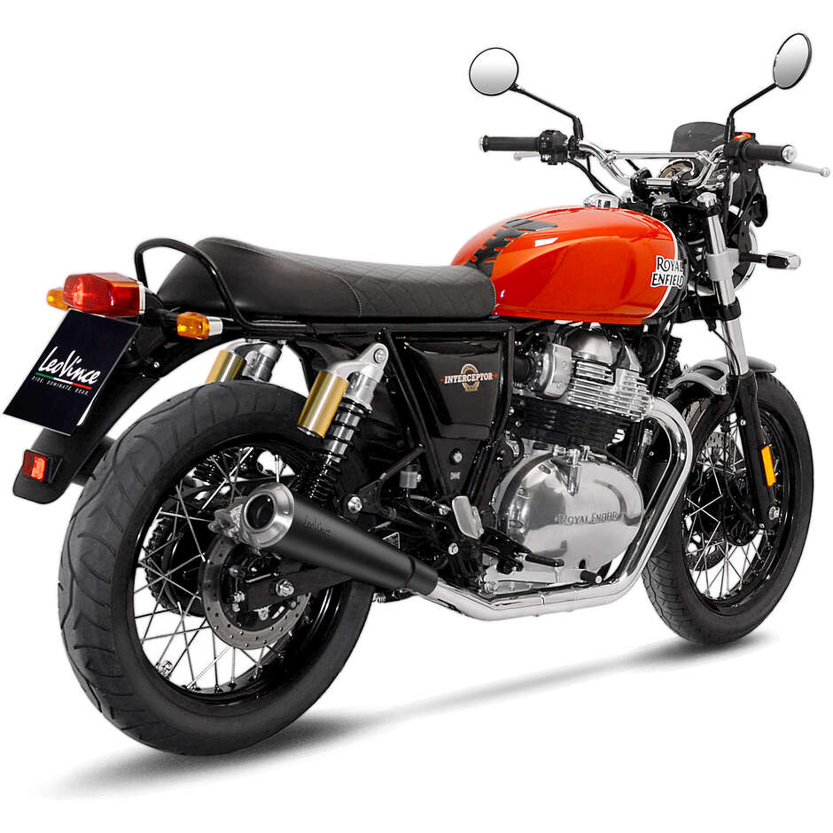 Scarico 2 Slip-On Leovince 15007BU CLASSIC RACER BLACK EDITION Specifico Per ROYAL ENFIELD ContinentalGT650 - Interceptor650 (19-24)
