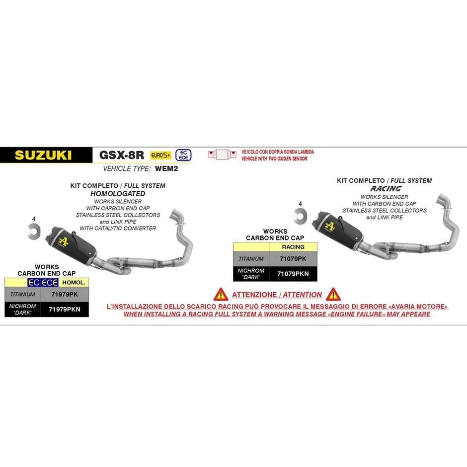 Scarico Completo Arrow Works Titanio Fondello Carby Suzuki GSX-8R(23-26); GSX-8S (23-25)