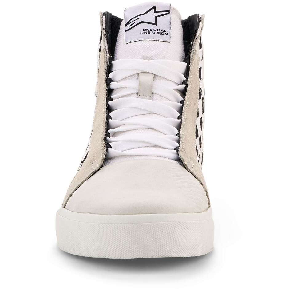 Scarpe Moto Alpinestars RIDE-63 CANVAS Scacchi Bianco Nero