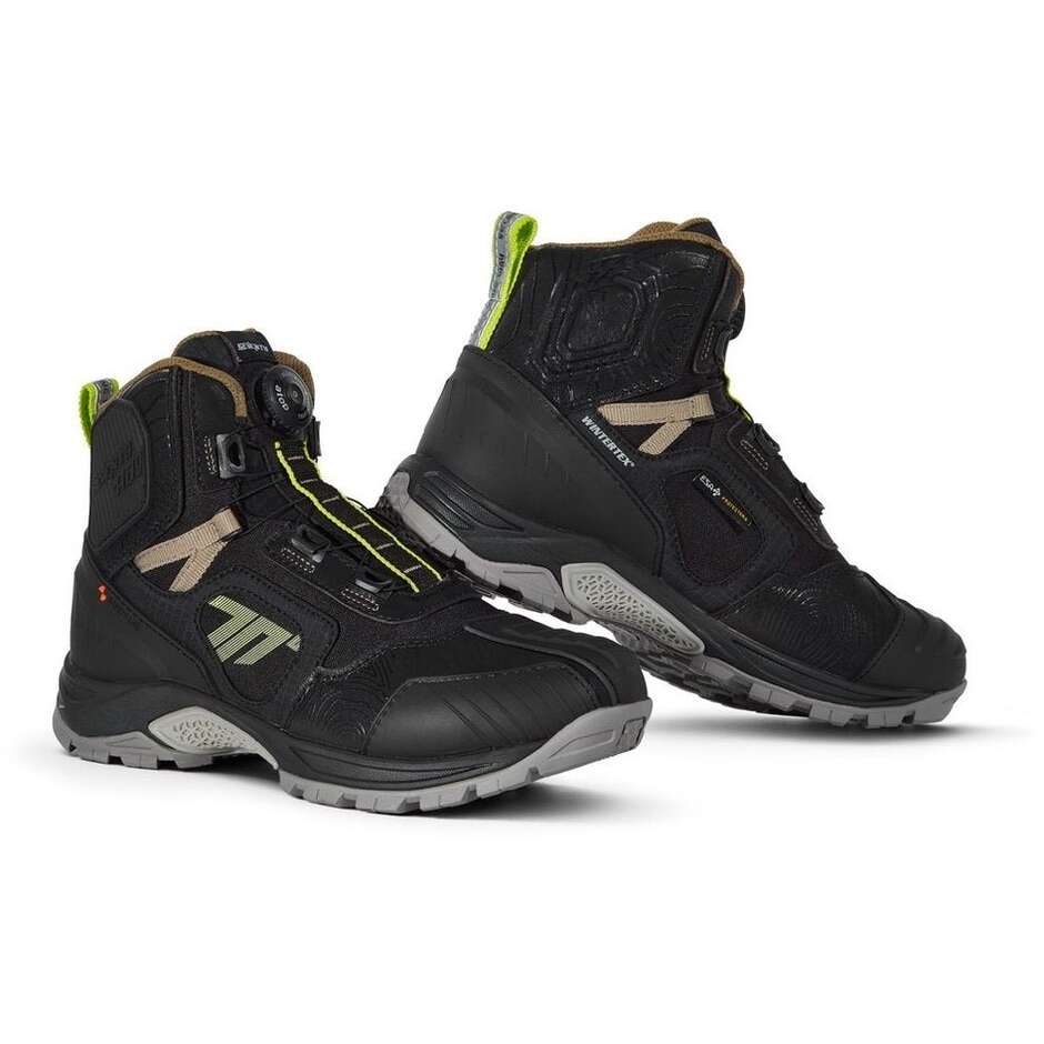 Scarpe Moto Seventy Degrees SD-BA7 STELVIO LOW Nero Giallo Fluo