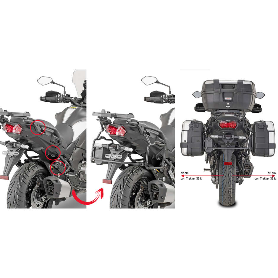 Schnellverschluss-Seitenkofferhalter speziell für Givi PLR4126 MONOKEY Koffer für KAWASAKI Versys 1000 / Versys 1000 SE (19 > 26)
