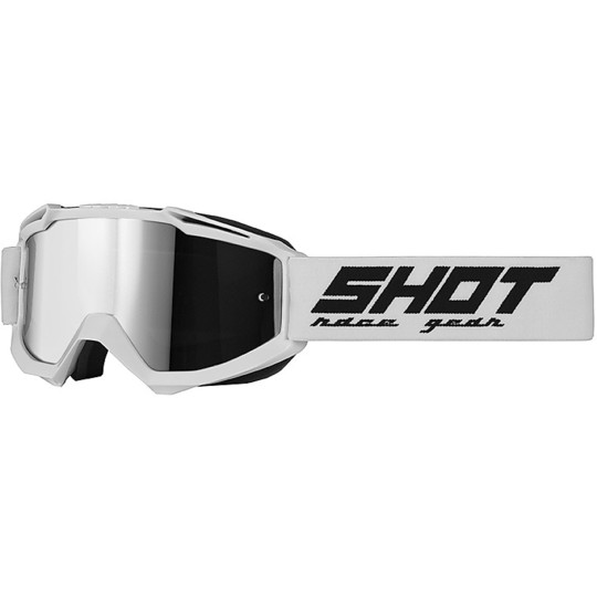 Schutzbrille Moto Cross Enduro Shot IRIS Weiß Iridium Silber Linse