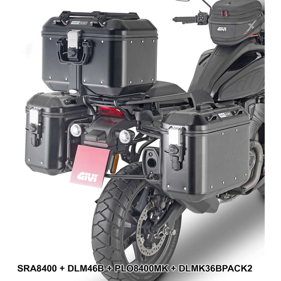 Schwarzer Aluminium-Gepäckträger für Givi Monokey Topcase SRA8400 für HARLEY DAVIDSON Pan America 1250 (21 > 24)