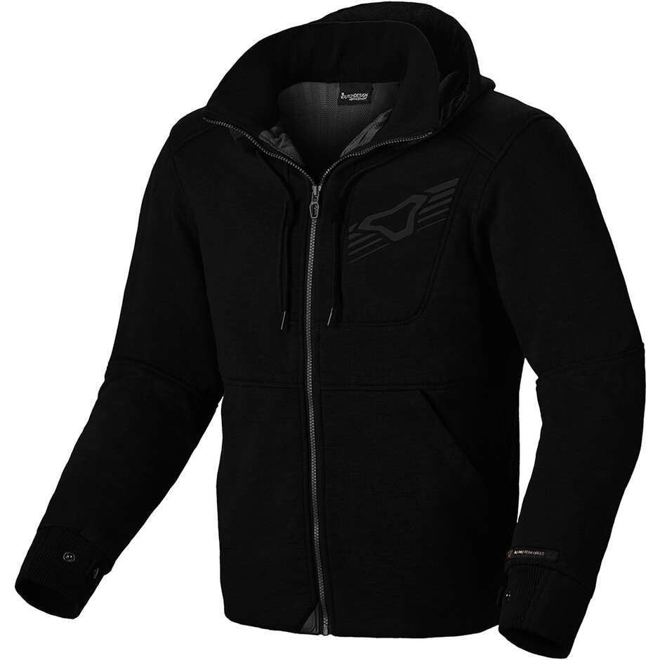 Schwarzer Motorrad-Hoodie von Macna District
