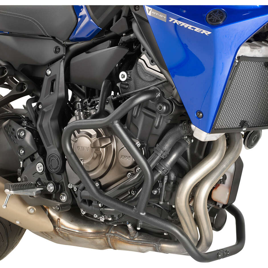 Schwarzer röhrenförmiger Motorschutz Integrierter Schieber Givi TN2130 Für Yamaha MT-07 (18 > 20); MT-07 Tracer (16 > 19)