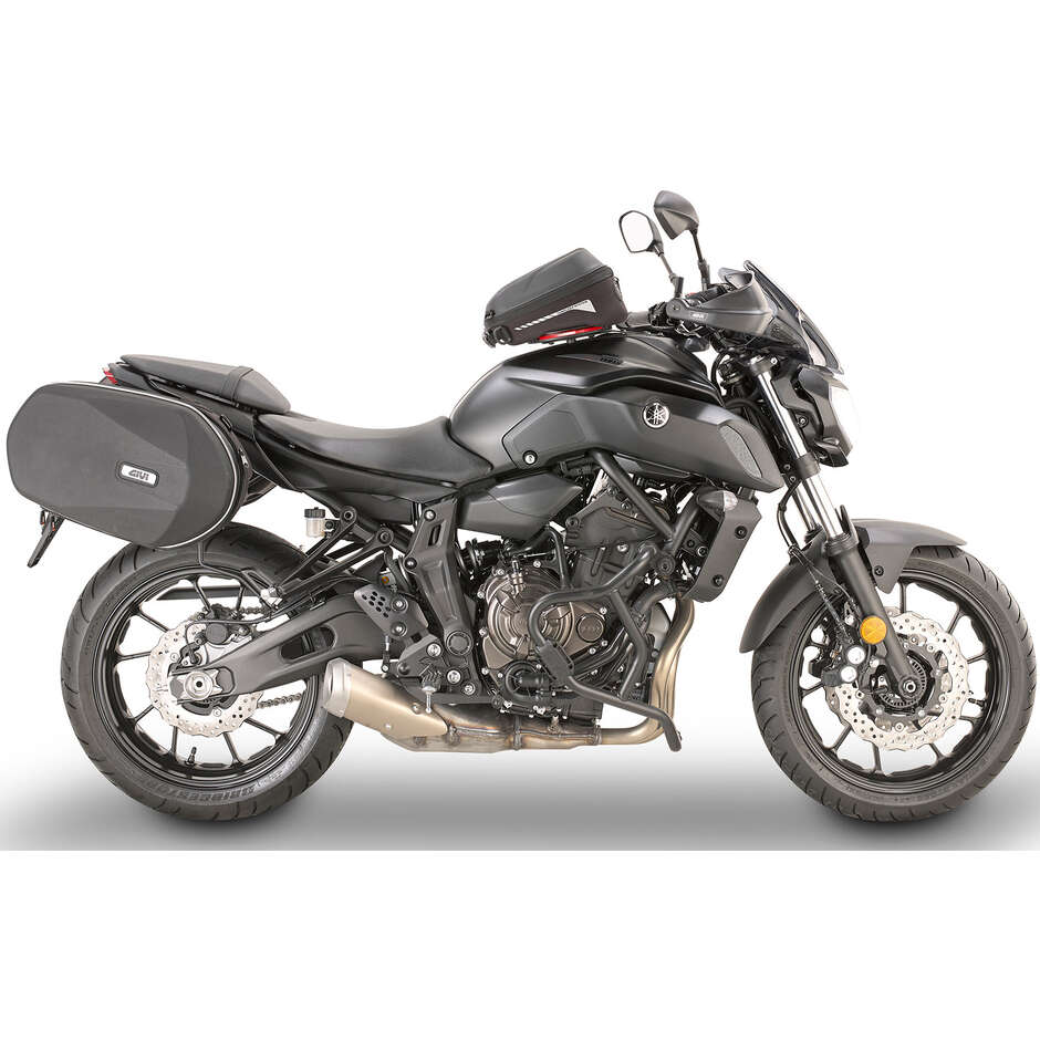 Schwarzer röhrenförmiger Motorschutz Integrierter Schieber Givi TN2130 Für Yamaha MT-07 (18 > 20); MT-07 Tracer (16 > 19)