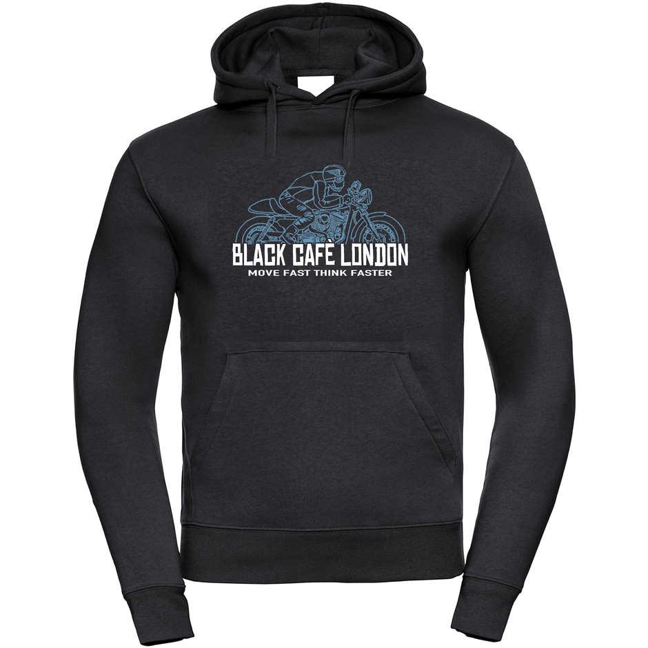 Schwarzes Cafe London 2.0 Sweatshirt mit schwarz blau bedruckter Kapuze