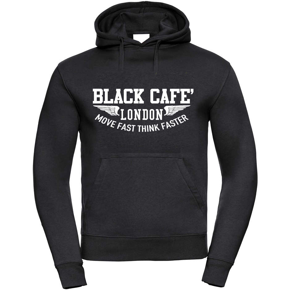 Schwarzes Cafè London 2.0 Sweatshirt mit schwarz weiß bedruckter Kapuze
