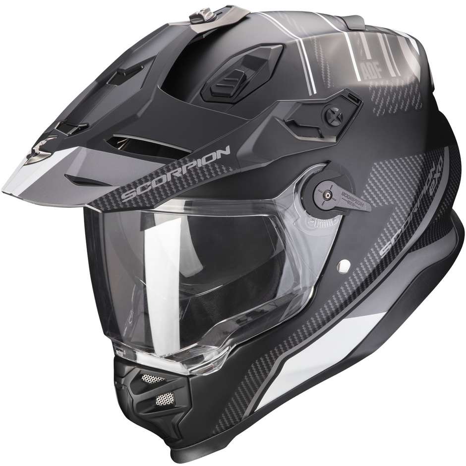 Scorpion ADF 9000 AIR DESERT Integral Motorcycle Helmet Matt Black Silver