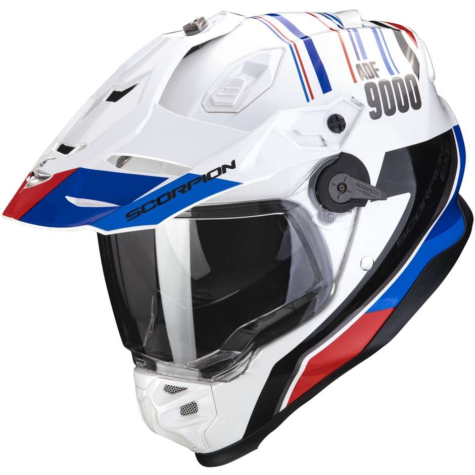 Scorpion ADF 9000 AIR DESERT Integral Motorcycle Helmet White Blue Red