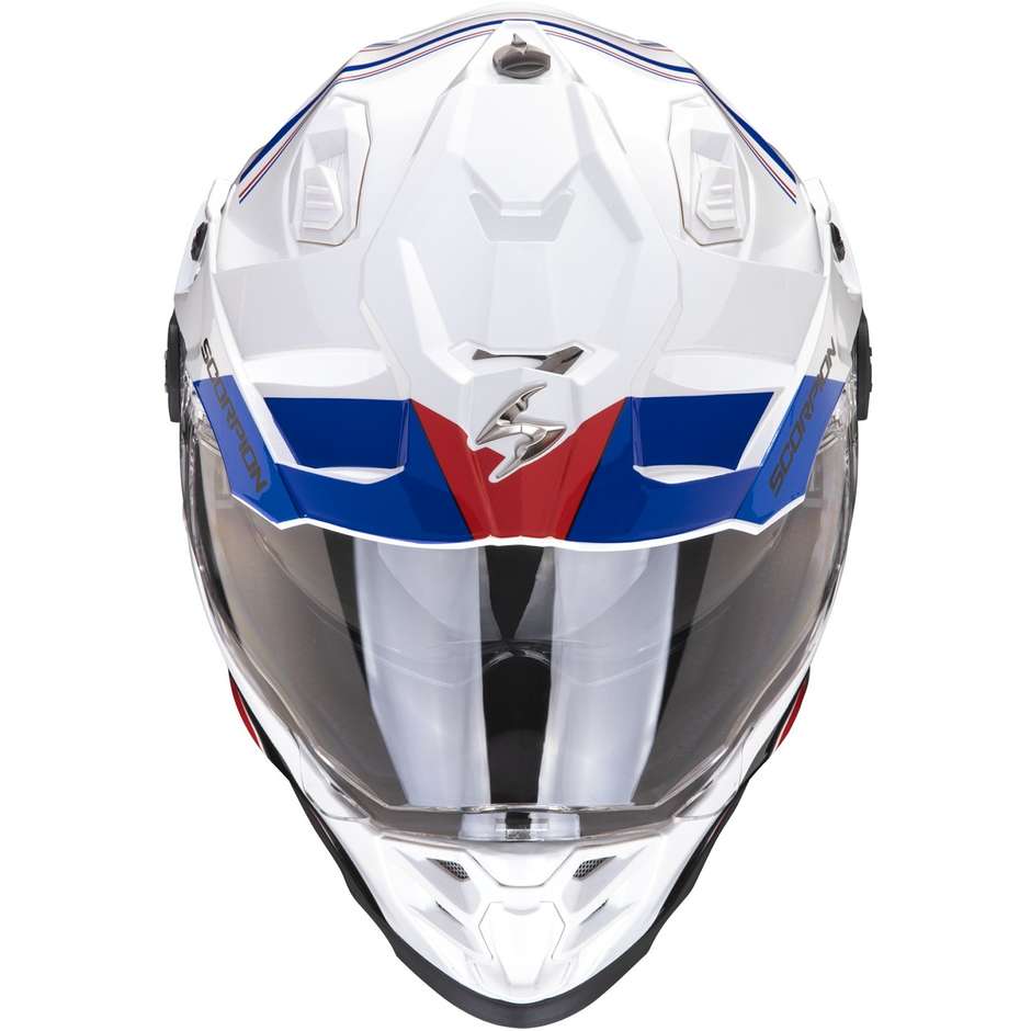 Scorpion ADF 9000 AIR DESERT Integral Motorcycle Helmet White Blue Red
