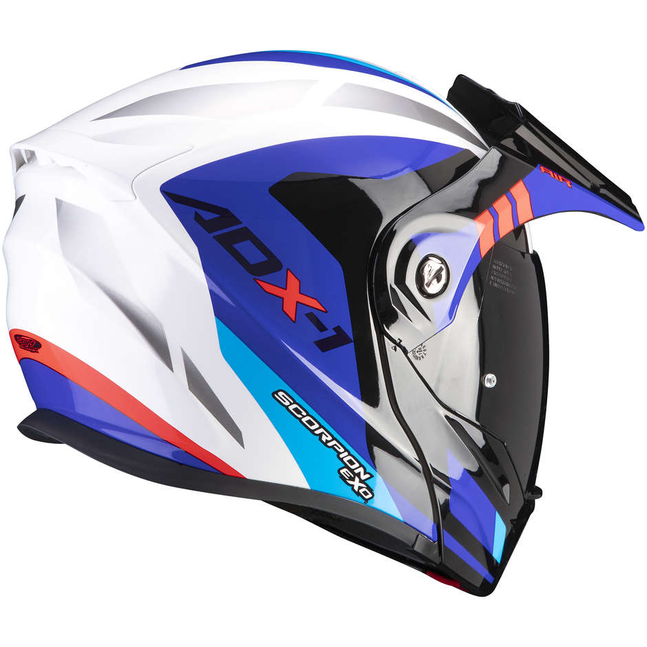Scorpion ADX-1 FAR Adventure Motorcycle Helmet White Blue Red