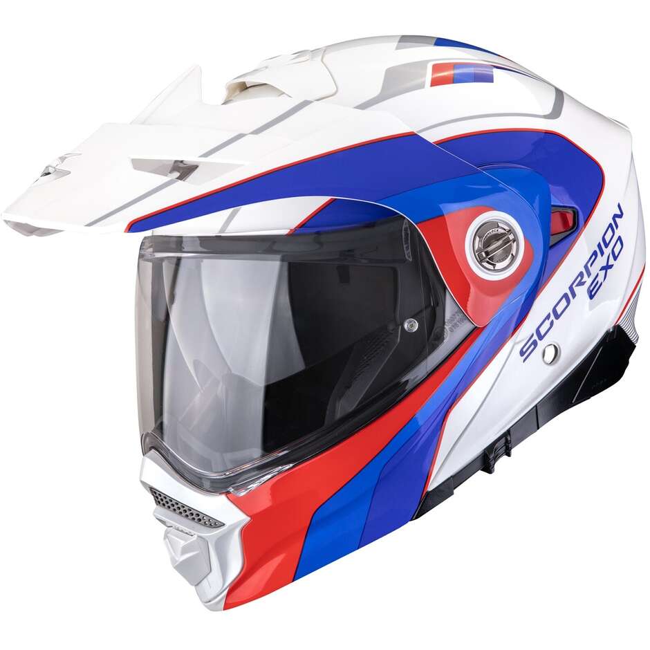 Scorpion ADX-2 KAMPS P/J Modular Adventure Motorcycle Helmet White Red Blue