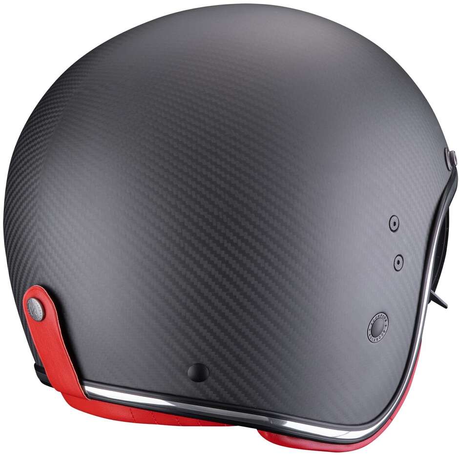Scorpion BELFAST EVO CARBON SOLID Jet Motorcycle Helmet, Matt Black/Red