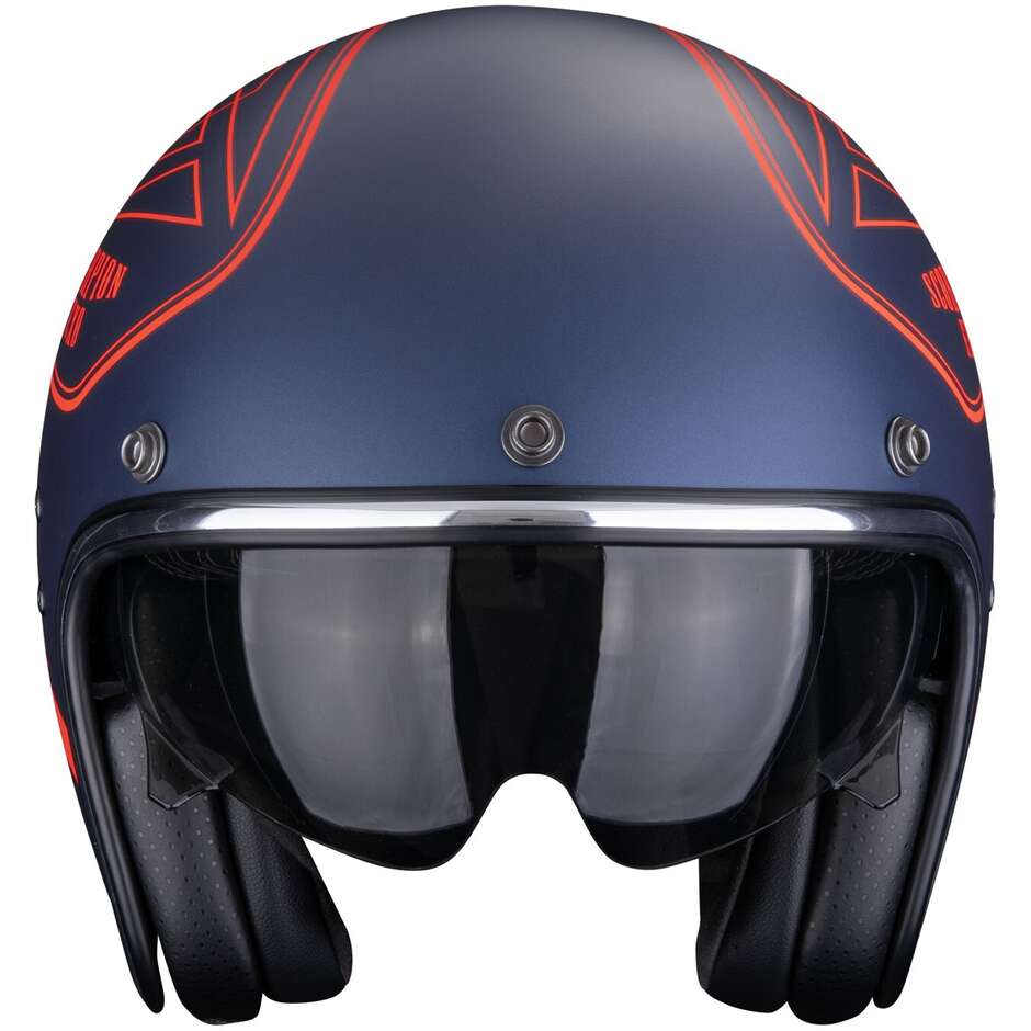Scorpion BELFAST EVO DAWG Jet-Motorradhelm, Mattblau/Rot