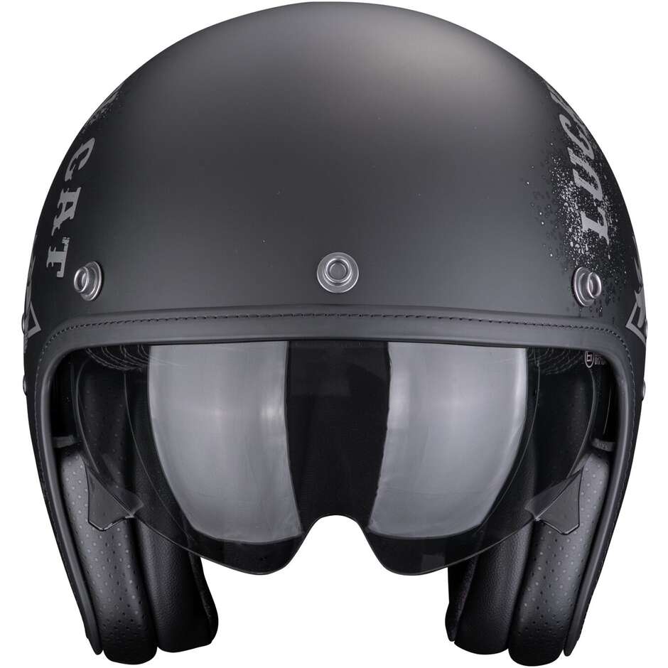 Scorpion BELFAST EVO HANGAR Jet Motorcycle Helmet Matte Black Silver