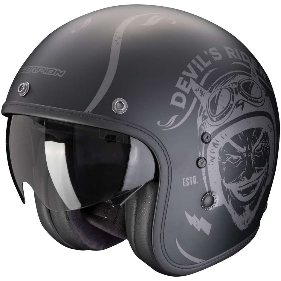 Scorpion BELFAST EVO ROMEO Custom Jet Motorcycle Helmet Black Silver