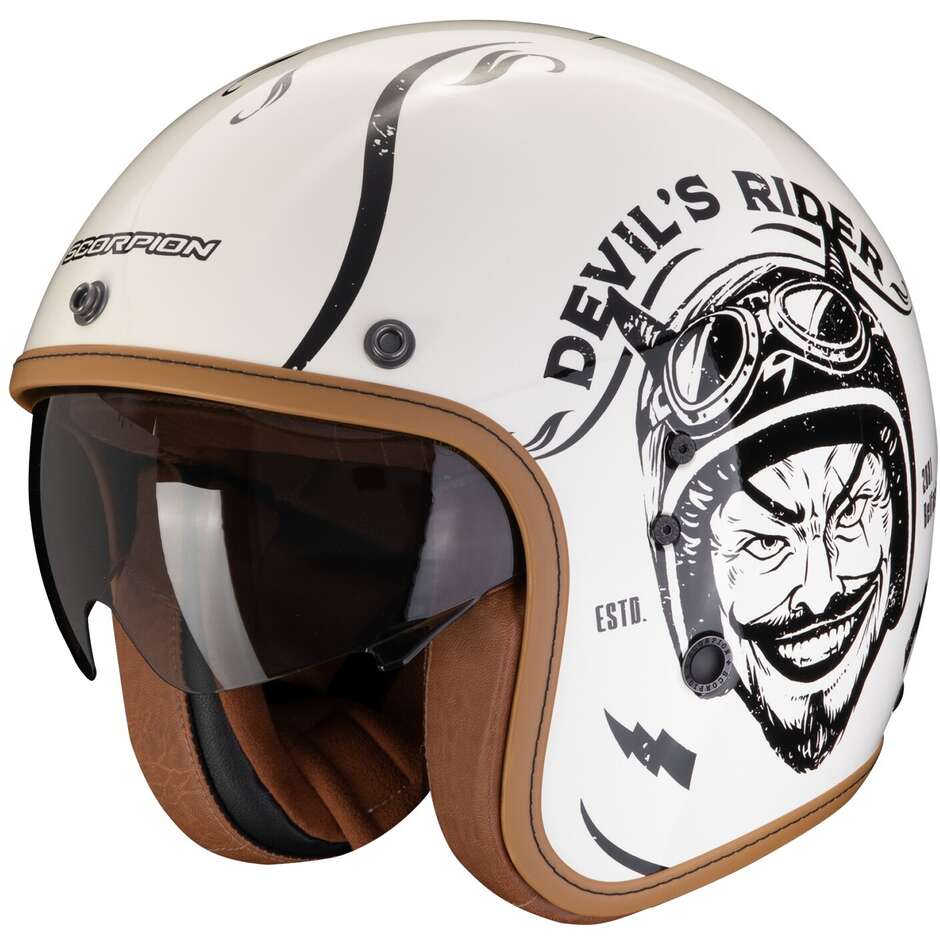 Scorpion BELFAST EVO ROMEO Custom Jet Motorcycle Helmet Cream Black