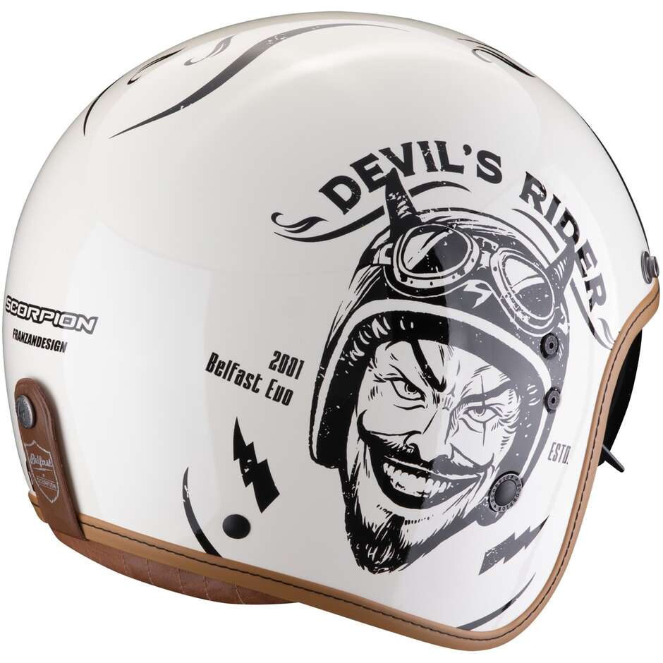 Scorpion BELFAST EVO ROMEO Custom Jet Motorcycle Helmet Cream Black
