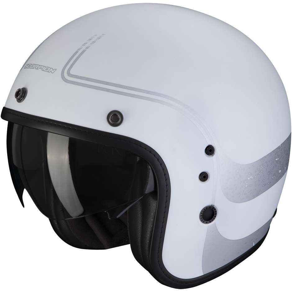 Scorpion BELFAST EVO SOUL Jet Motorcycle Helmet Matt White Silver