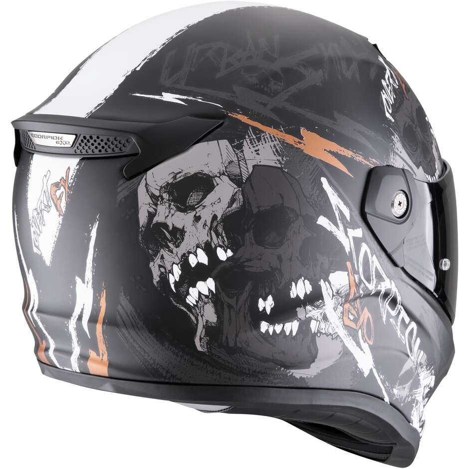 Scorpion COVERT FX SKULLZ Full Face Fiber Motorcycle Helmet Matt Black Grey Gold