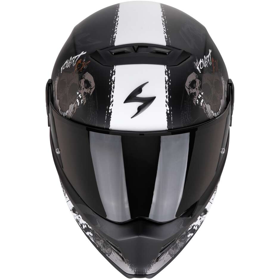 Scorpion COVERT FX SKULLZ Full Face Fiber Motorcycle Helmet Matt Black Grey Gold