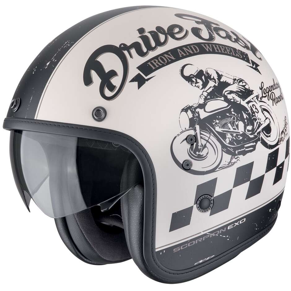 Scorpion Custom Jet Motorradhelm BELFAST EVO DRIVE FAST Matt Creme Schwarz