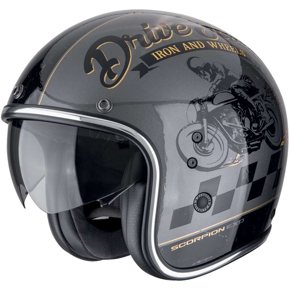 Scorpion Custom Jet Motorradhelm BELFAST EVO DRIVE FAST Silber Schwarz Gold