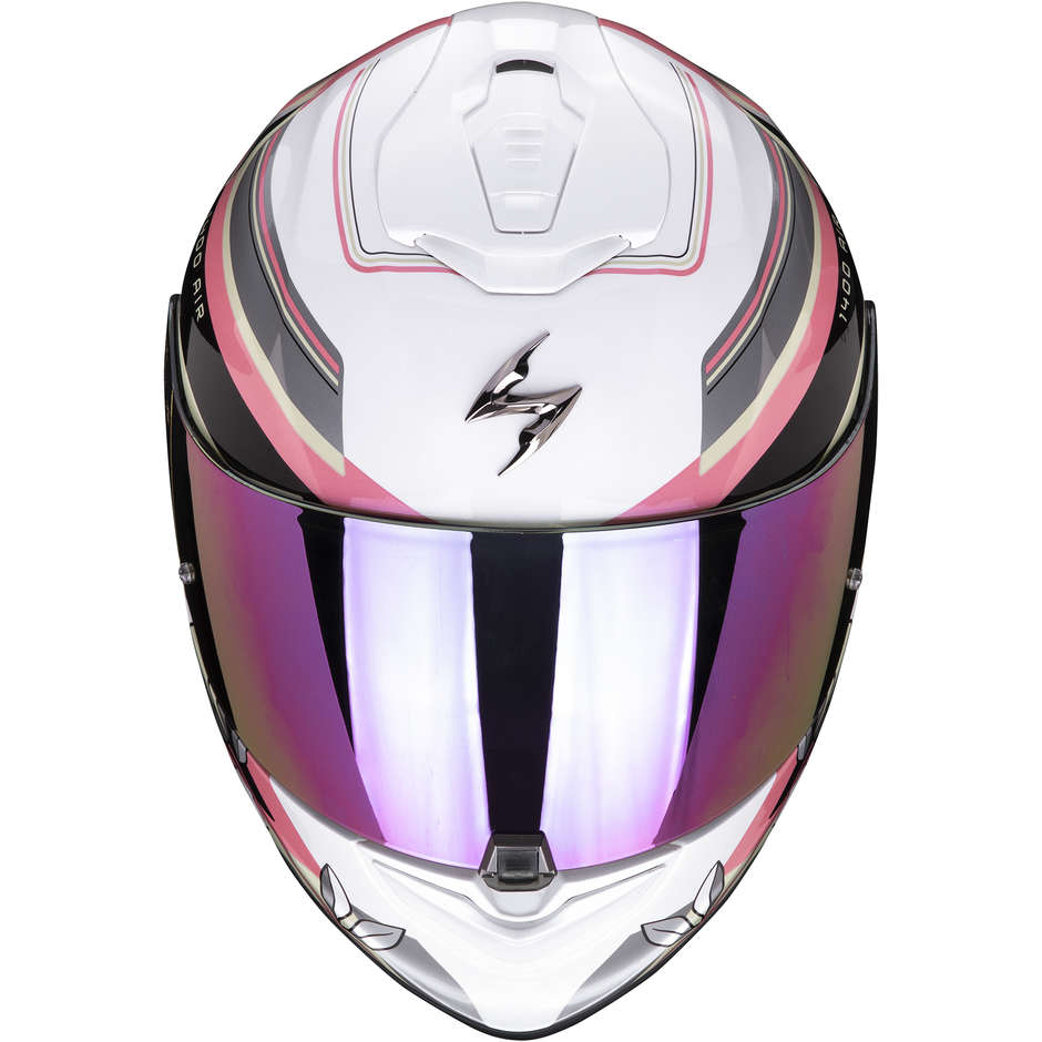 Scorpion EXO-1400 AIR GAIA Integral Motorcycle Helmet White Pearl Pink Green