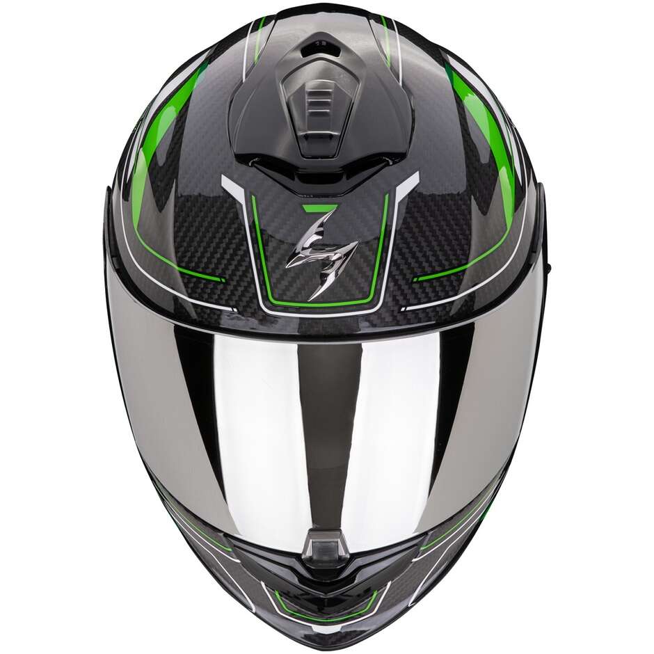 Scorpion EXO 1400 EVO 2 CARBON AIR MIRAGE Carbon Integral Motorcycle Helmet Black Green