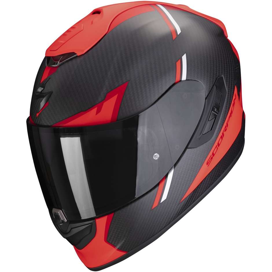 Scorpion EXO-1400 EVO CARBON AIR KENDAL Integral Motorcycle Helmet Matt Black Red