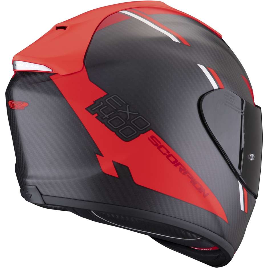 Scorpion EXO-1400 EVO CARBON AIR KENDAL Integral Motorcycle Helmet Matt Black Red